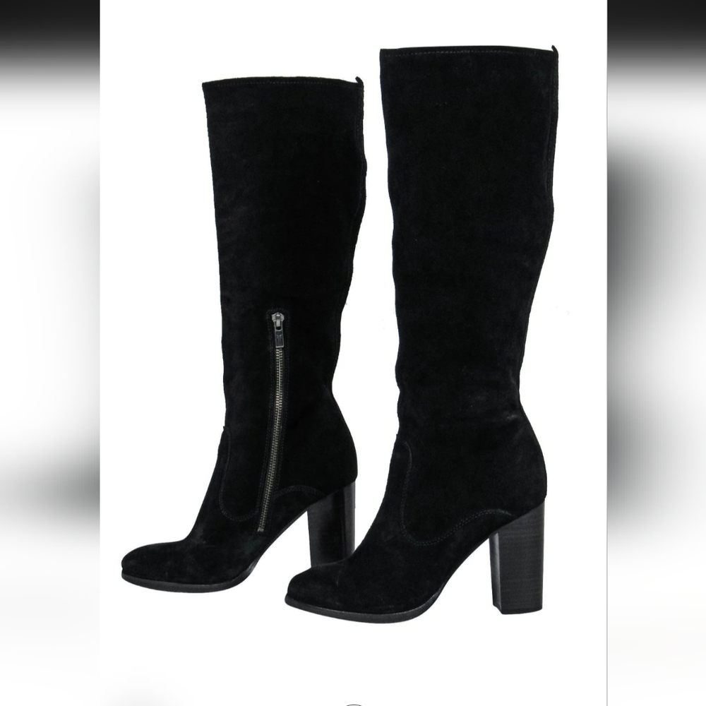 Frye Black Knee High "18 Suede Zip Boots